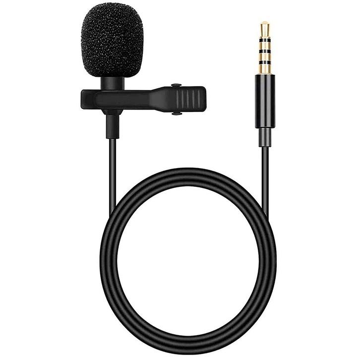 Csíptetős mikrofon, GOOKURL, mobiltelefonhoz és PC-hez, Csíptetős mikrofon 1,5 m-es hosszabbító kábellel és 3 transzformációs kondenzátorral, tökéletes K-dalokhoz, interjúkhoz, vlogokhoz, podcastokhoz