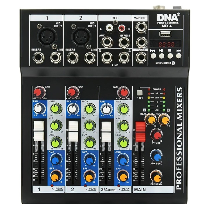 Аудио миксер DNA Professional MIX 4, 4 канала, 20-20000 Hz, 190x55x237 мм