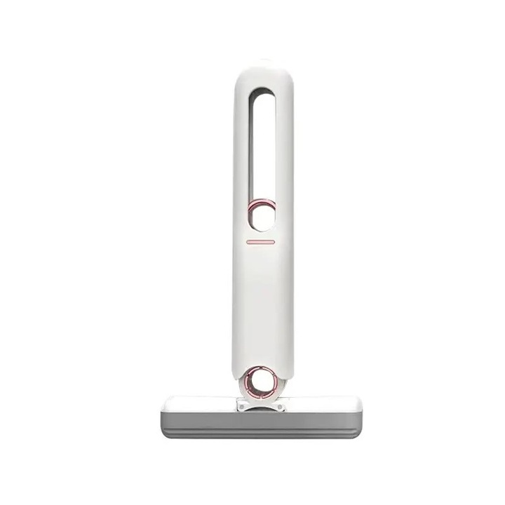Mop Portabil, Mini, Sistem Antistoarcere, Burete Detasabil, Recipient Interior pentru Apa, Usor de Folosit, Curatarea Suprafetelor si a Geamurilor, Ideal pentru Casa, Birou, Rotativ, 29 cm, Alb
