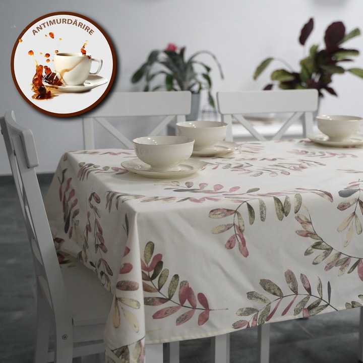 Foltosodásgátló terítő 100% Pamut 120x160 cm, Lila zöld levelek