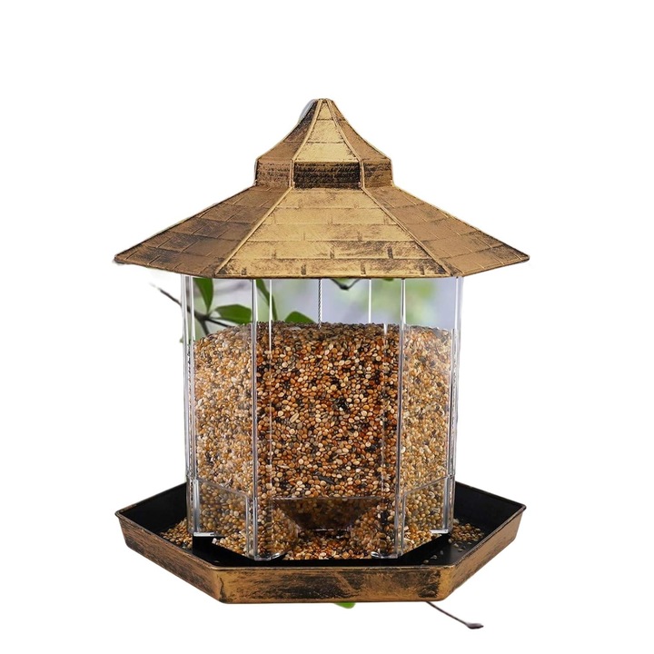 Madáretetők, KkvoGmle, műanyag, barna, 20x20x22cm