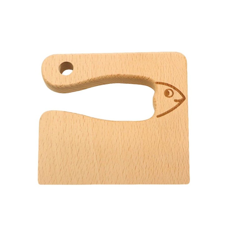 Játék konyhakés, KkvoGmle, fa, 1x9x1,5 cm, barna