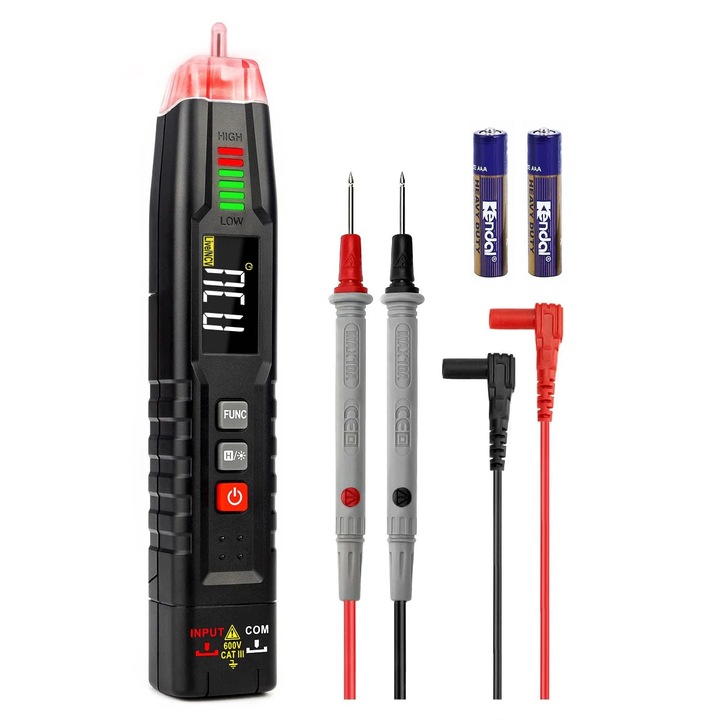 Tester de tensiune multifunctional, negru, 17.2 x 3.1 x 2.8 cm