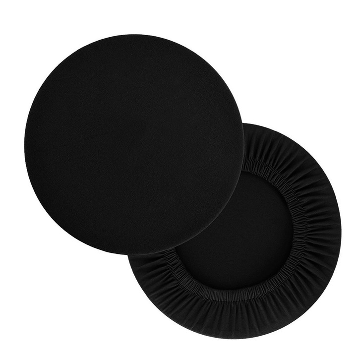 Set 2 huse rotunde pentru scaun, poliester, negru-bej-gri, 30x45cm