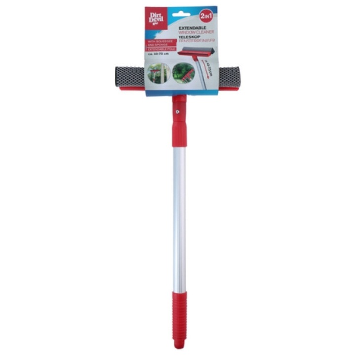 Racleta geamuri, 2 in 1, Dirt Devil, maner telescopic 43-73 cm, rosu/gri