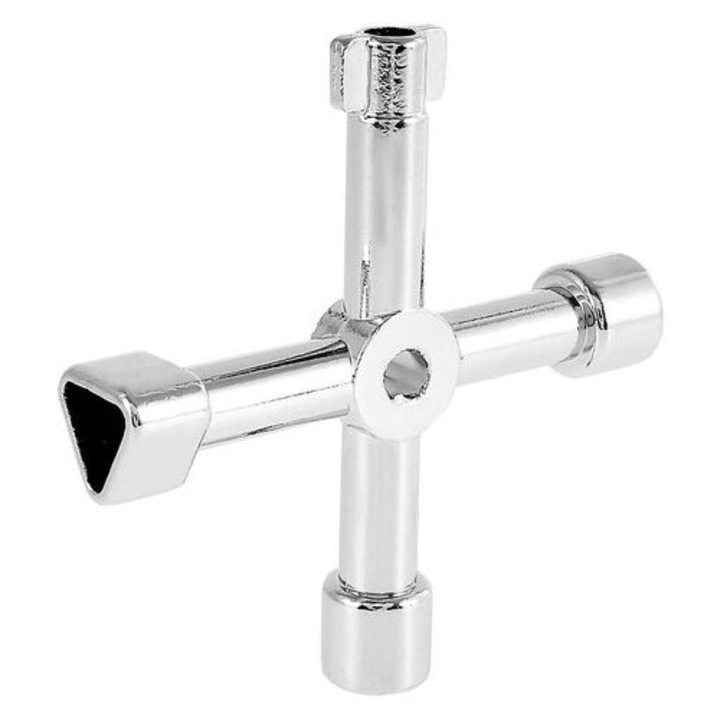 Cheie multifunctionala incrucisata, Enforose, din aliaj de zinc, pentru valve electrice, apa si gaz, usor de transportat