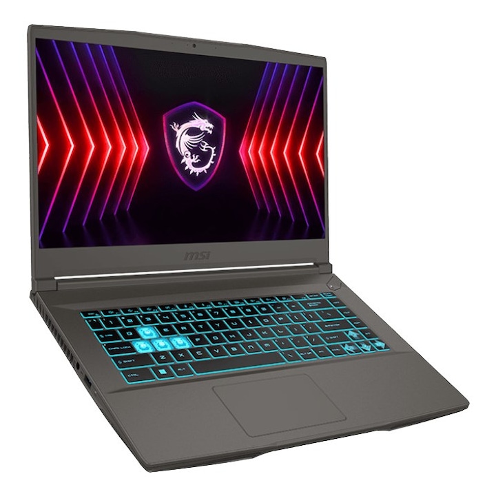 Laptop, MSI Thin A15 B7VF-460XPL, Ryzen 7 7735HS, 15.6" FHD 144Hz, 16GB DDR5, 512GB SSD, RTX 4060 8GB, Szürke