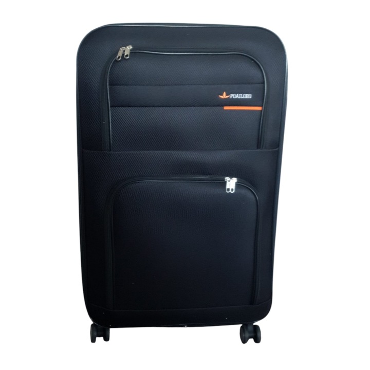 Utazókocsi, Kicsi, Naimeed D7177, 4 dupla kerék 360 fokban, textil anyagból, kombinációs zár, Fekete, 36x22x55cm