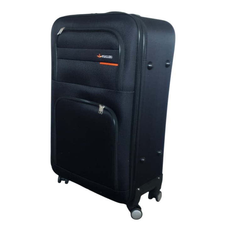 Куфар, Naimeed D7177, среден, 4 двойни колела, въртящи се на 360 градуса, текстилен материал, кодово заключване, черен, 41x24x66см