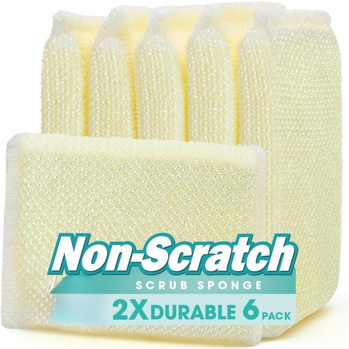 Set 6 bureti de spalat vase, galbeni, Ronyes, putere buna de curatare