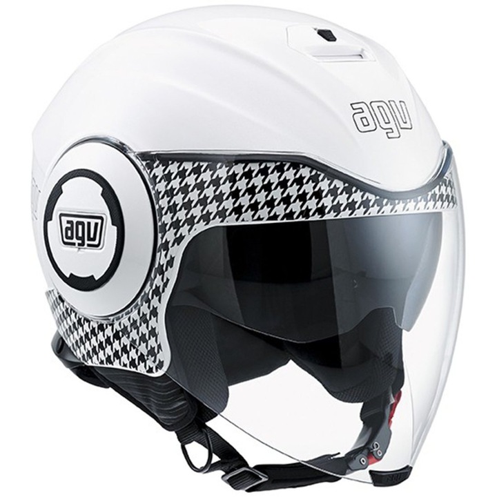 Casca moto open face FLUID AGV E2205 MULTI DRESSCODE WHITE made by AGV Italia, omologare E2205, ochelari de soare, Marimea XL
