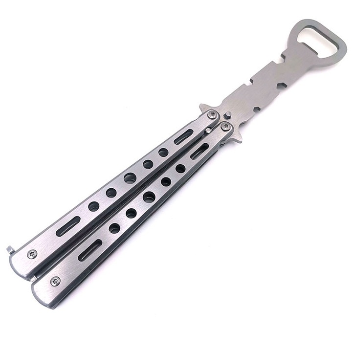 Tirbuson multifunctional, deschizator de sticle, 22cm, inox, argintiu, set 1 bucata