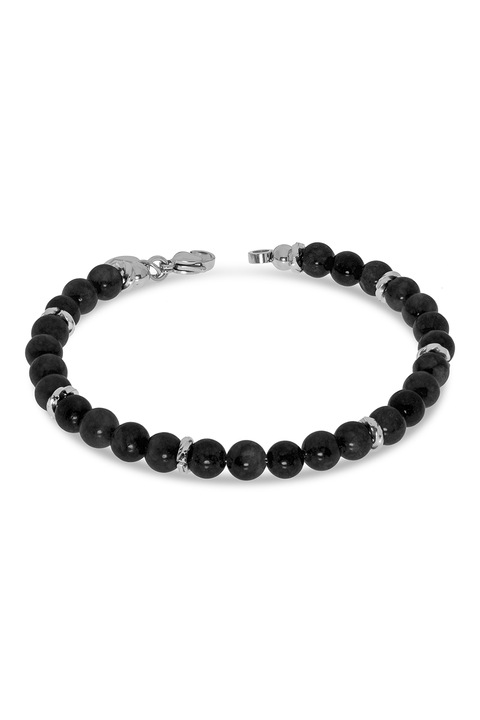 Liu Jo, Bratara din otel inoxidabil decoarata cu margele, Negru, Argintiu