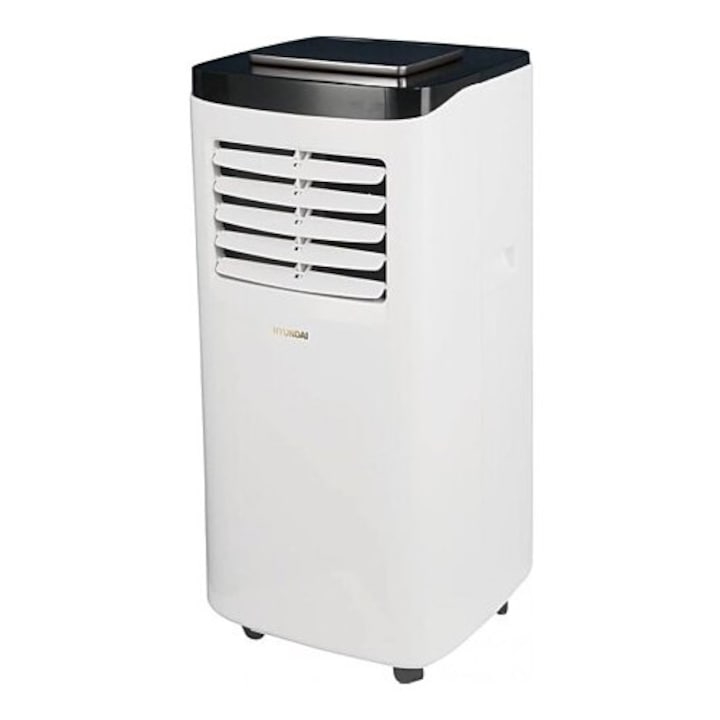 Aer conditionat mobil, Hyundai, 7000 BTU, sistem de auto-evaporare, afisaj led, telecomanda, silentios ≤65 dB, temporizator 24 de ore, Ideal 10-15 m², accesorii incluse, clasa A, alb