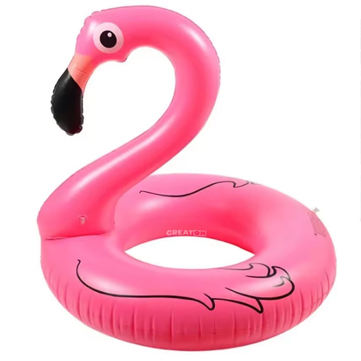 GREATON felfújható úszógyűrű tengerre, medencére, nyári felnőttek/gyerekek számára, könnyű tárolás, flamingó mintás, rózsaszín, 90 cm