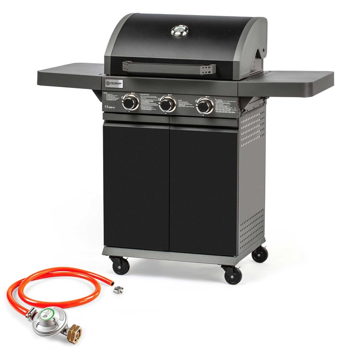 Fieldmann FZG 3006 Gáz grillsütő 9 kW, 3 égős kialakítás, Fekete-szürke