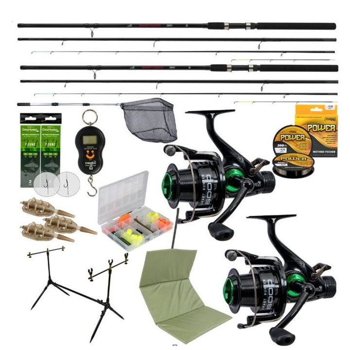 CARP EXPERT SMART-3.9m фидер въдици с 6000 макари и аксесоари