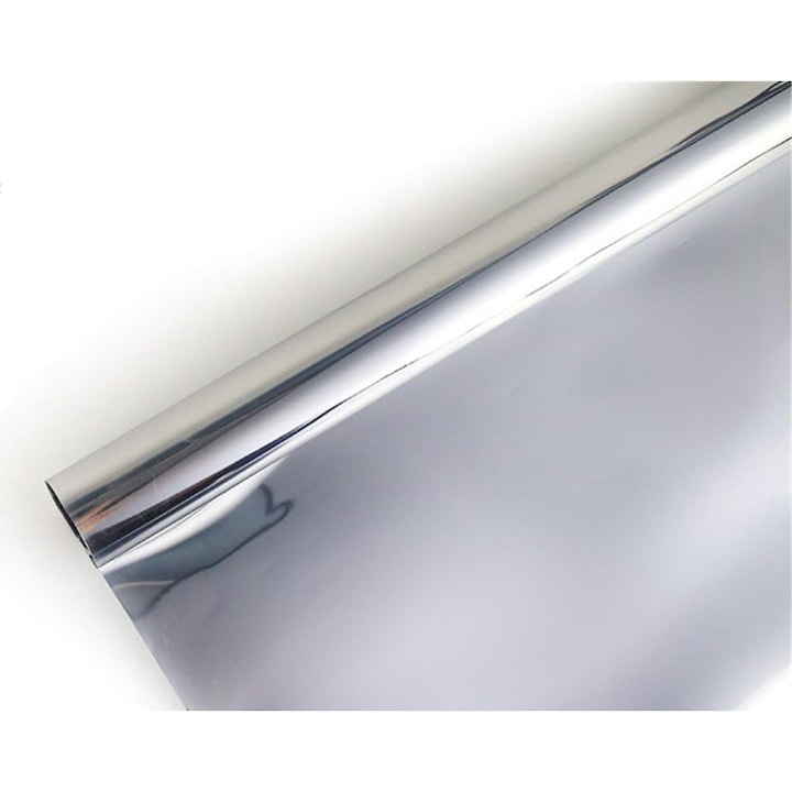 Folie autoadeziva opaca 85% din exterior de protectie solara, Anti-UV, 50x100 cm argintie