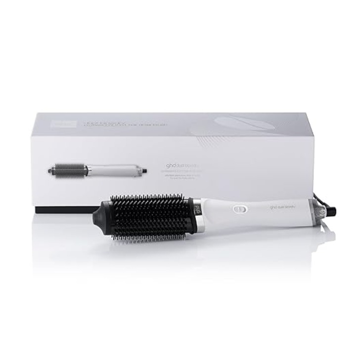 GHD Duet Blowdry Thermal Brush, бяла, 2 в 1, за всеки тип коса, обем от корена
