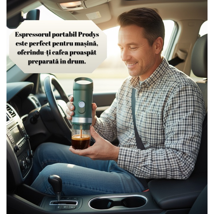 Espressor portabil de cafea cu incalzire apa, Auto, Compatibil cu capsule Nespresso, Dolce Gusto, Tchibo etc., Presiune 20 bar, Cafea macinata, Extractie cald/rece, Wireless, Perfect pentru calatorii