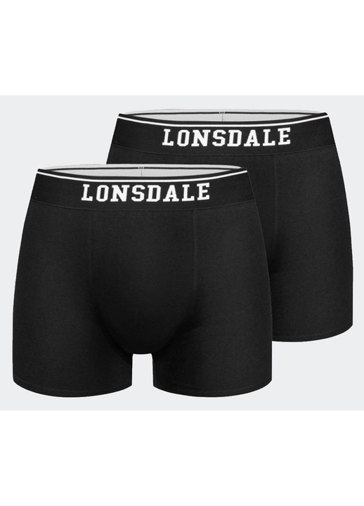 Set boxeri Lonsdale Oxfordshire, 2 bucati, negru, bumbac/elastan, S INTL
