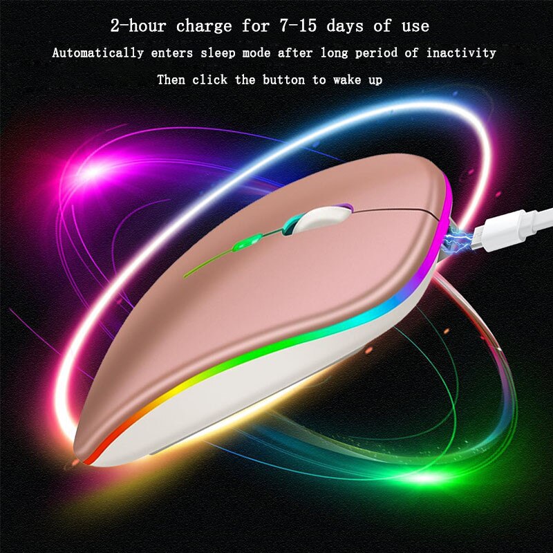 Mouse wireless roz, dual-mode, 800/1200/1600 DPI, iluminare LED ...
