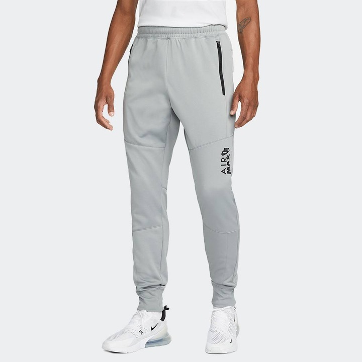 Pantaloni sport barbati, Nike, Air Max, caldurosi, gri particule/negru, poliester, 2XL INTL