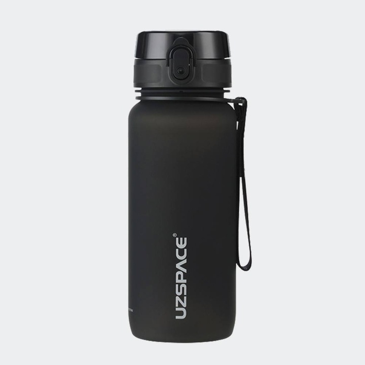 Sticla sport Uzspace, plastic, 650mL, negru, 22.5x7.8cm