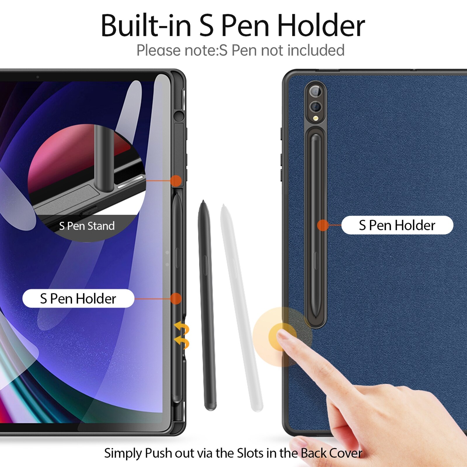 Husa tableta compatibila cu Samsung Galaxy Tab S10+, piele magnetica flip, seria Domo, albastru