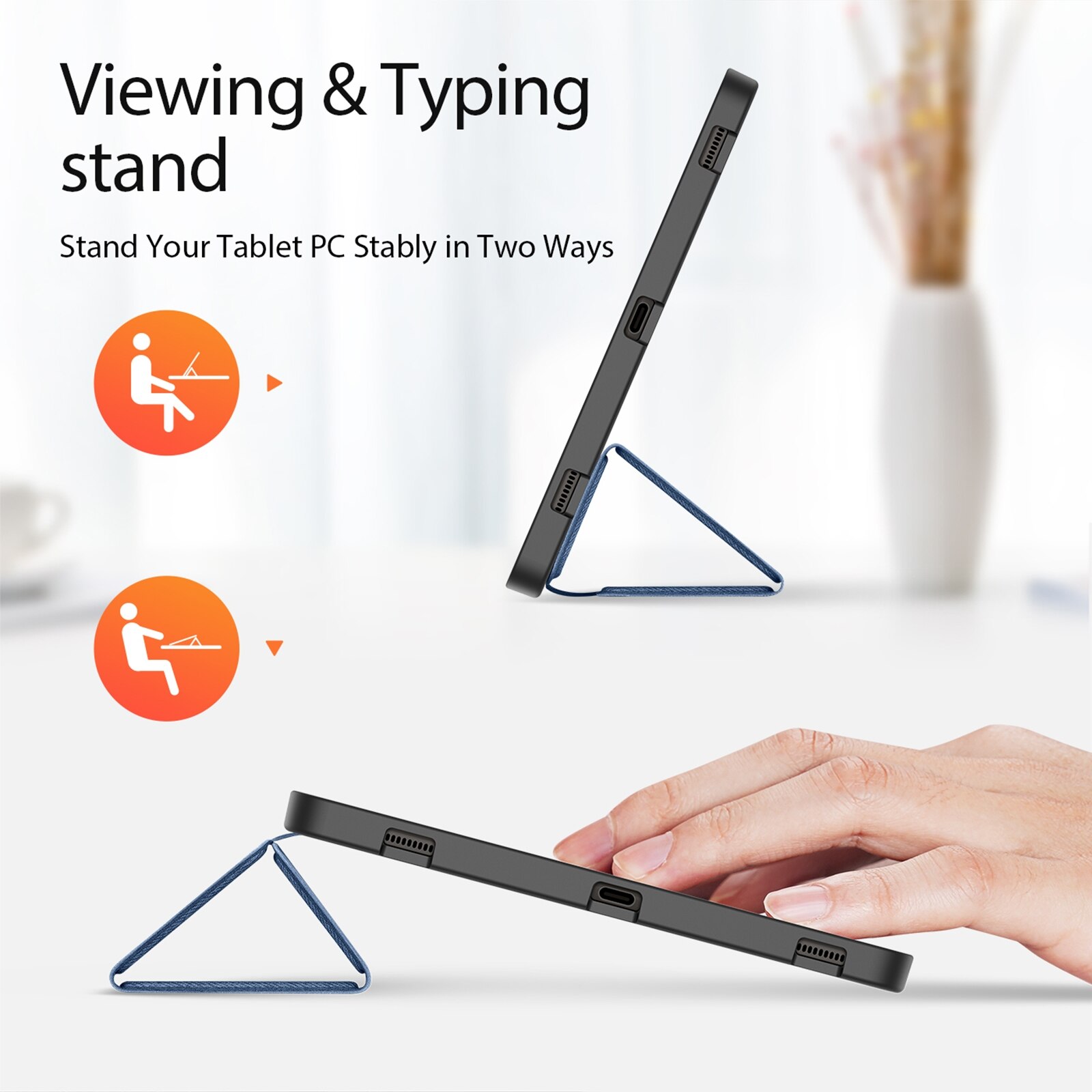 Husa tableta compatibila cu Samsung Galaxy Tab S10+, piele magnetica flip, seria Domo, albastru