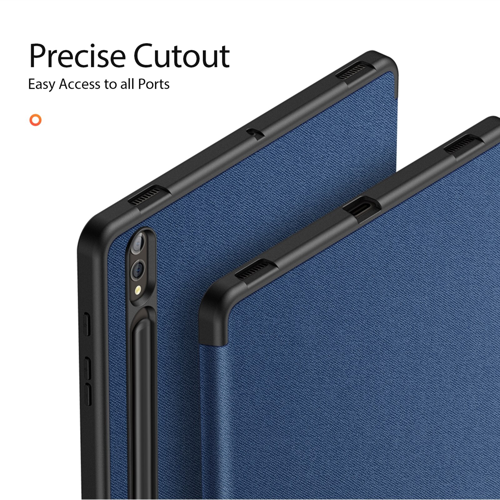 Husa tableta compatibila cu Samsung Galaxy Tab S10+, piele magnetica flip, seria Domo, albastru