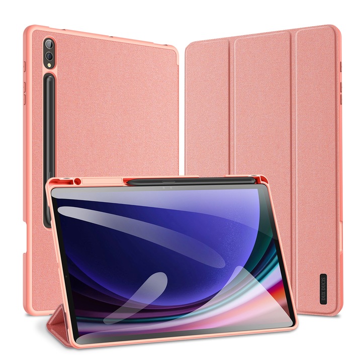 Husa tableta compatibila cu Samsung Galaxy Tab S10+, piele cu inchidere magnetica, roz