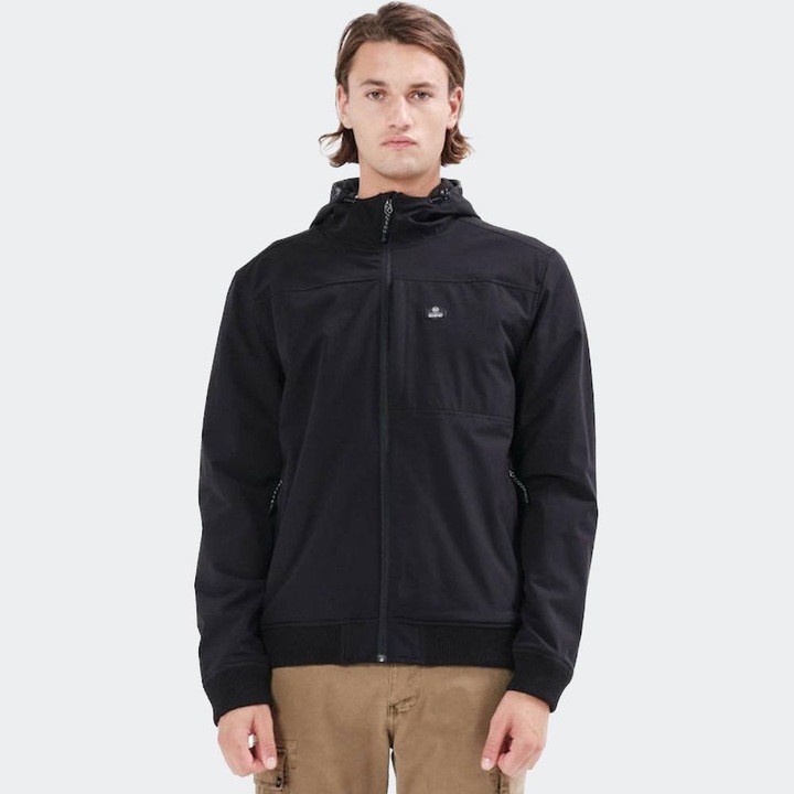 Jacheta sport, Basehit, cu gluga, impermeabila, respirabila, neagra, poliester