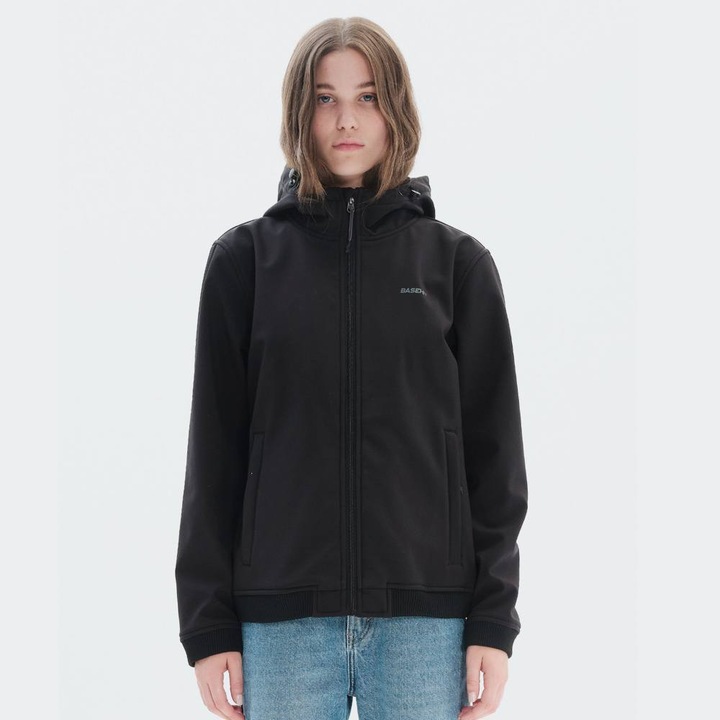 Jacheta sport dama BASEHIT, impermeabila, respirabila, neagra, material ecologic, fleece