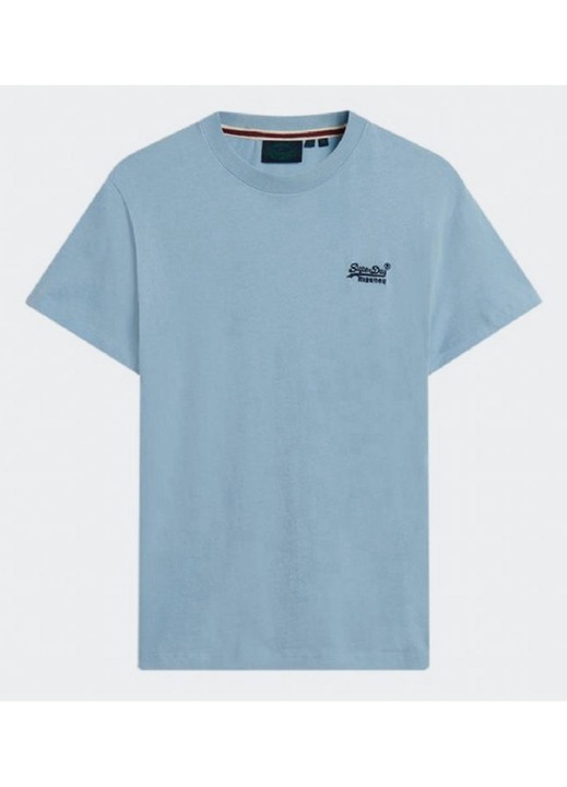 Tricou barbati Superdry, croiala slim, bumbac organic, albastru, 2XL INTL