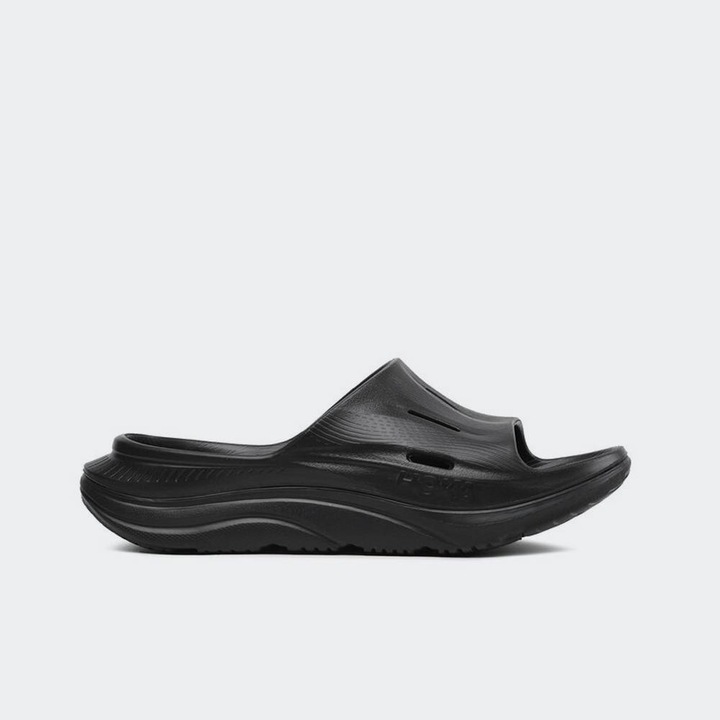 Slapi sport barbati Hoka Ora Slide 3, geometrie cu densitate dubla, negru, spuma EVA