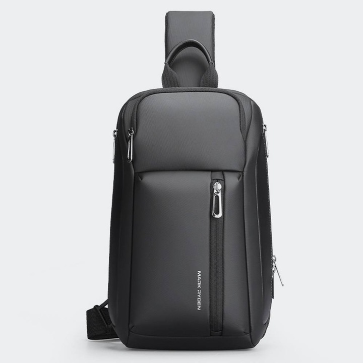 Rucsac crossbody Mark Ryden, material Oxford, 4.6L, negru, 35x22x6cm