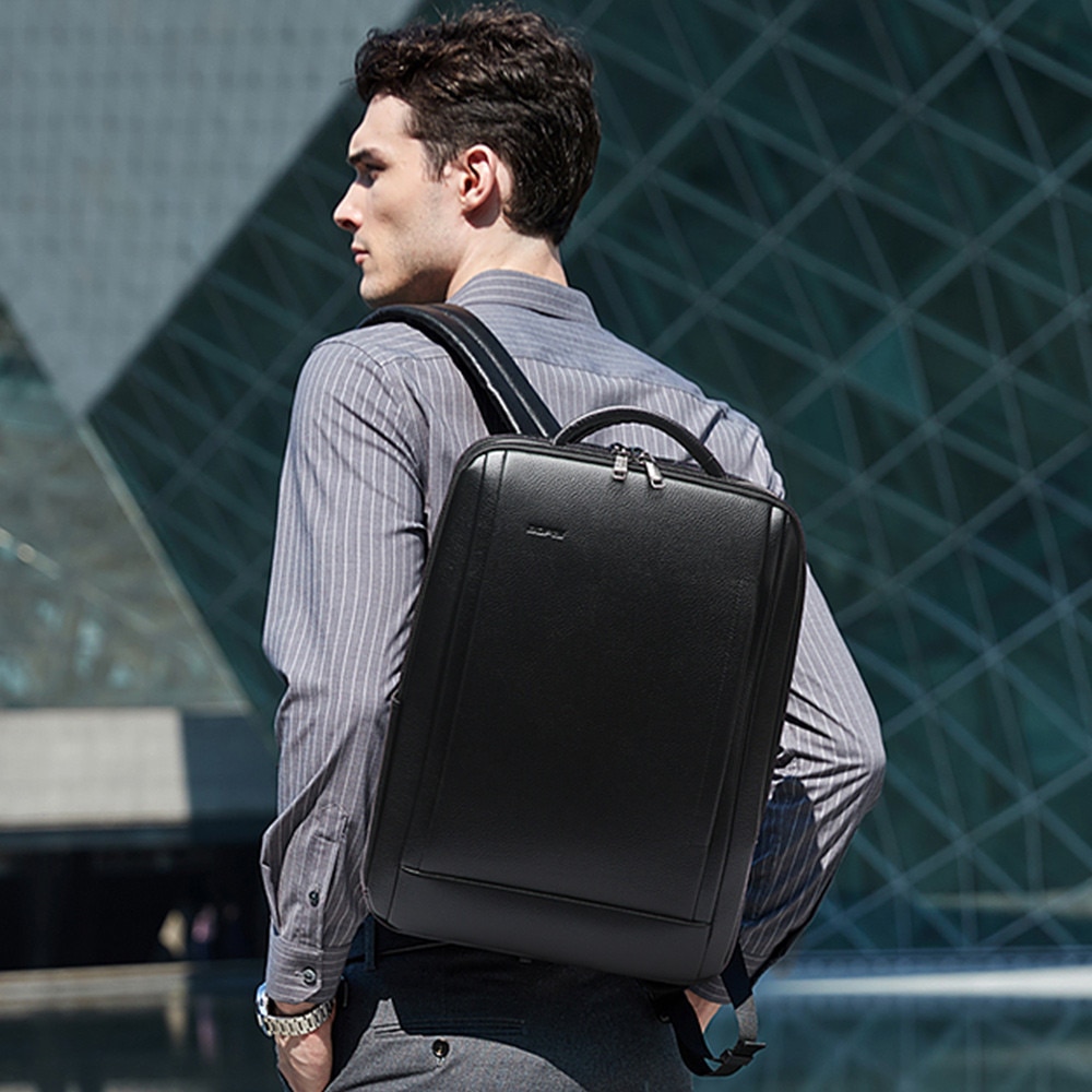 Rucsac din piele Bopai Fidelis, 15.6", negru, 43x31x20cm, capacitate 26.5L