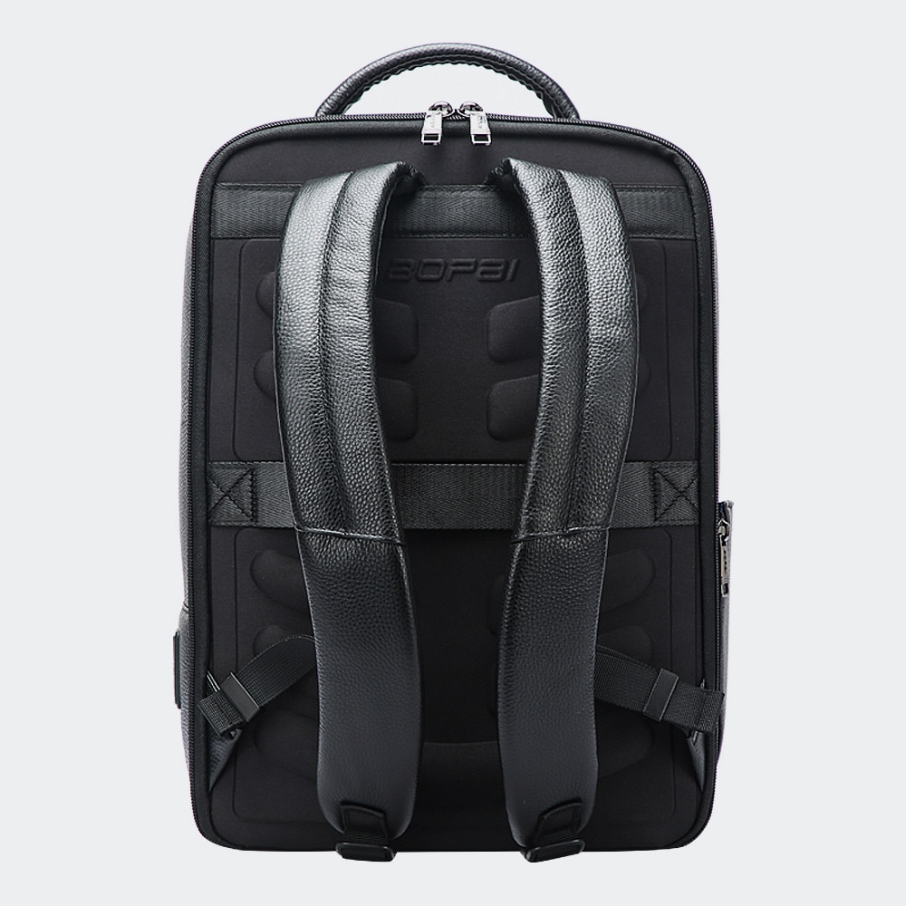 Rucsac din piele Bopai Fidelis, 15.6", negru, 43x31x20cm, capacitate 26.5L