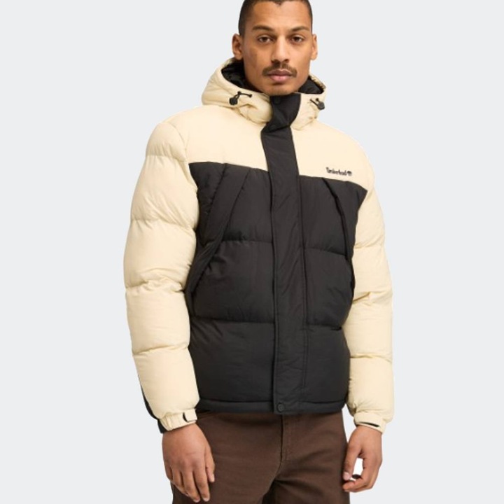 Jacheta sport barbati, Timberland, puf, impermeabila, nylon, angora/negru
