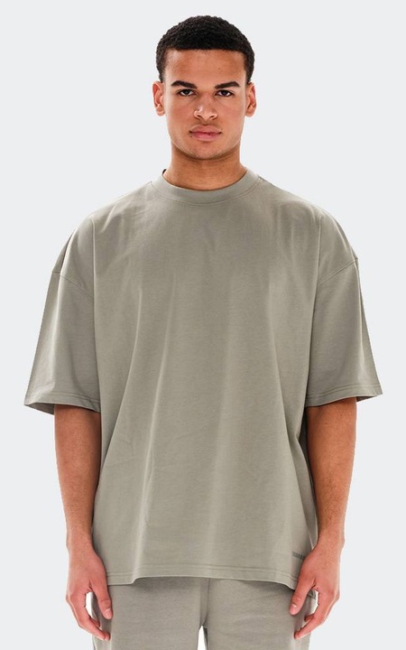 Tricou barbati, Emerson, supradimensionat, decolteu rotund, bumbac, Kaki