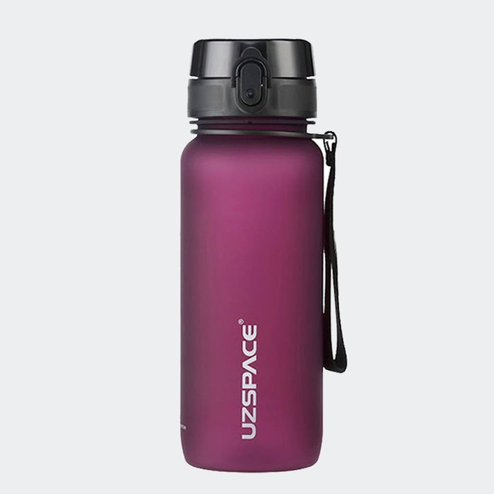 Sticla sport Uzspace, plastic, 650mL, rezistent la scurgeri, 22.5x7.8cm