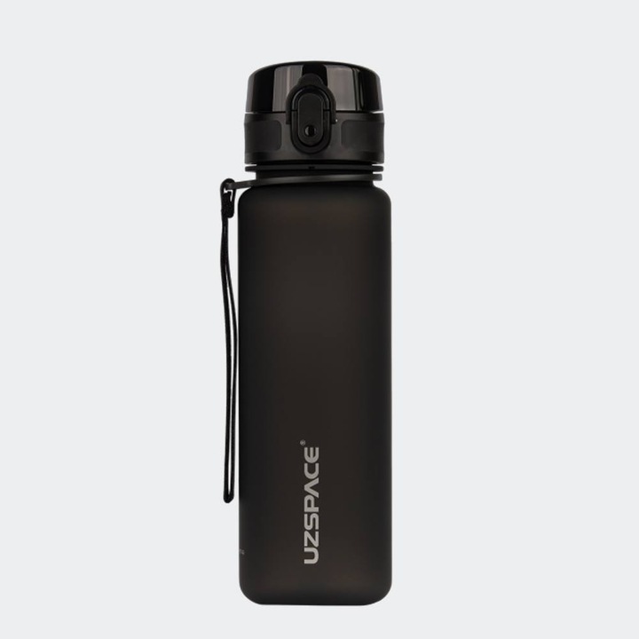 Sticla sport Uzspace, plastic, 500mL, negru, 23.2x6.6cm