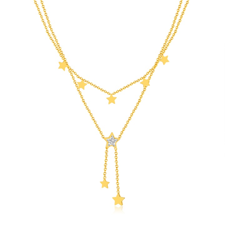 Colier inox dublu soarele si luna cu zirconii, BeSpecial, CLR583