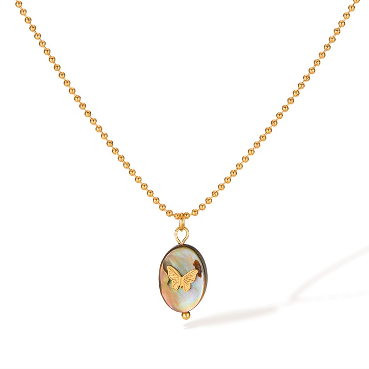 Colier inox cu scoica si fluturas, BeSpecial, CLR545