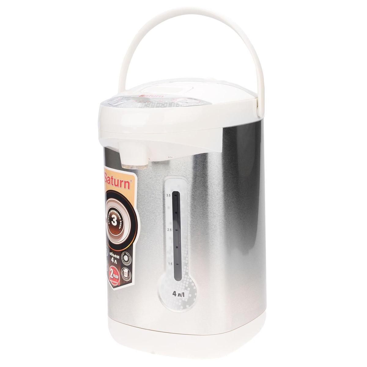 Thermopot Saturn ST-EK8034, fierbator + termos electric, 800 W, 4 l, Alb/Argintiu