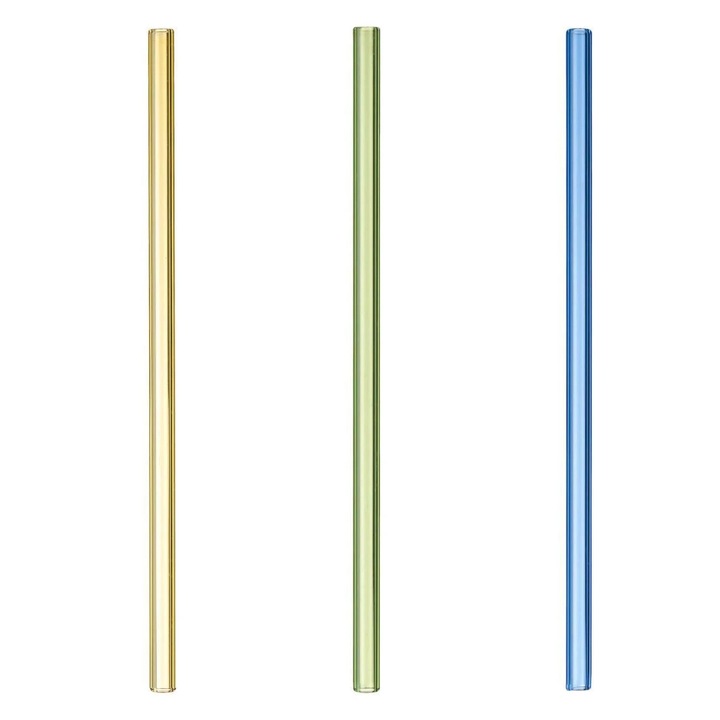 Цветни стъклени сламки за многократна употреба - 3 бр