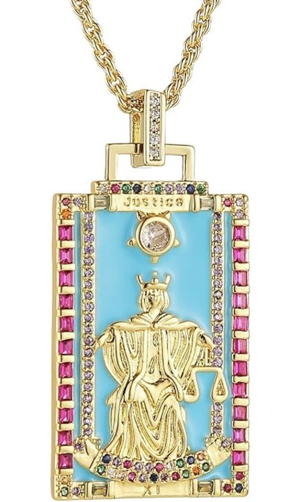 Colier Tarot „Justice” – Simbol al Echilibrului si Karmei – Placat cu Aur 18K