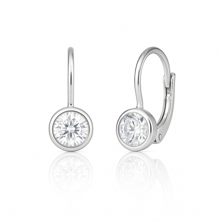 Cercei cu Tortite pentru Copii din Aur Alb de 14K cu Zirconia, Sandra Ferretti