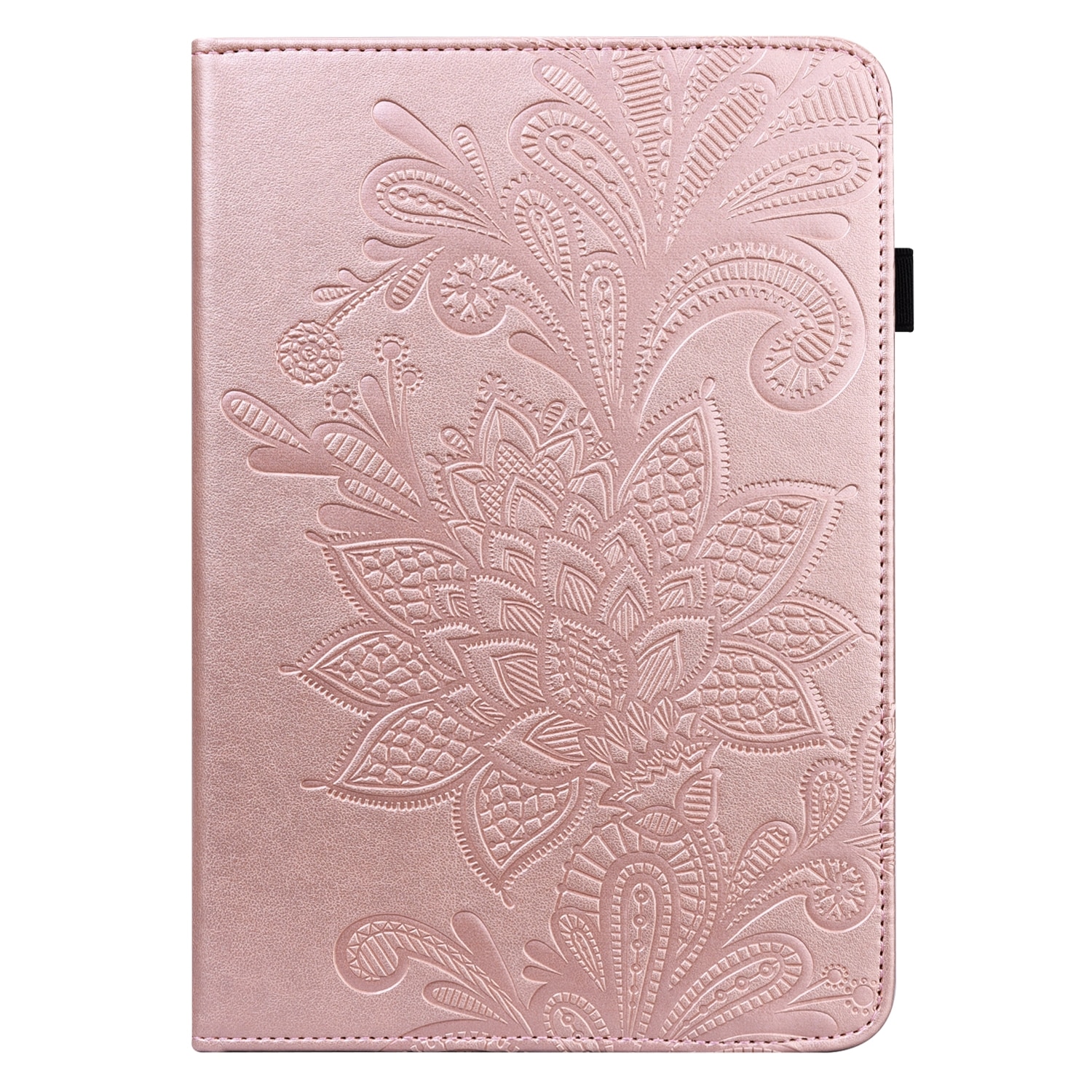 Husa tableta pentru Lenovo Tab M9, piele cu model floral embosat, tip carte, suport, inchidere magnetica, aurie